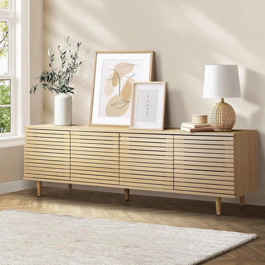 XMSJ TV Cabinet Stand 160cm - Modern with Line Decoration & 4 Side Cabinets - Deal Done