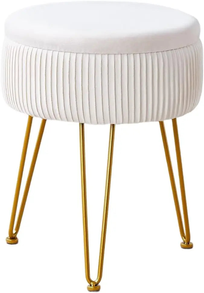 Foot Rest Stool Round - Upholstered Storage Ottoman with Memory Foam - Deal Done