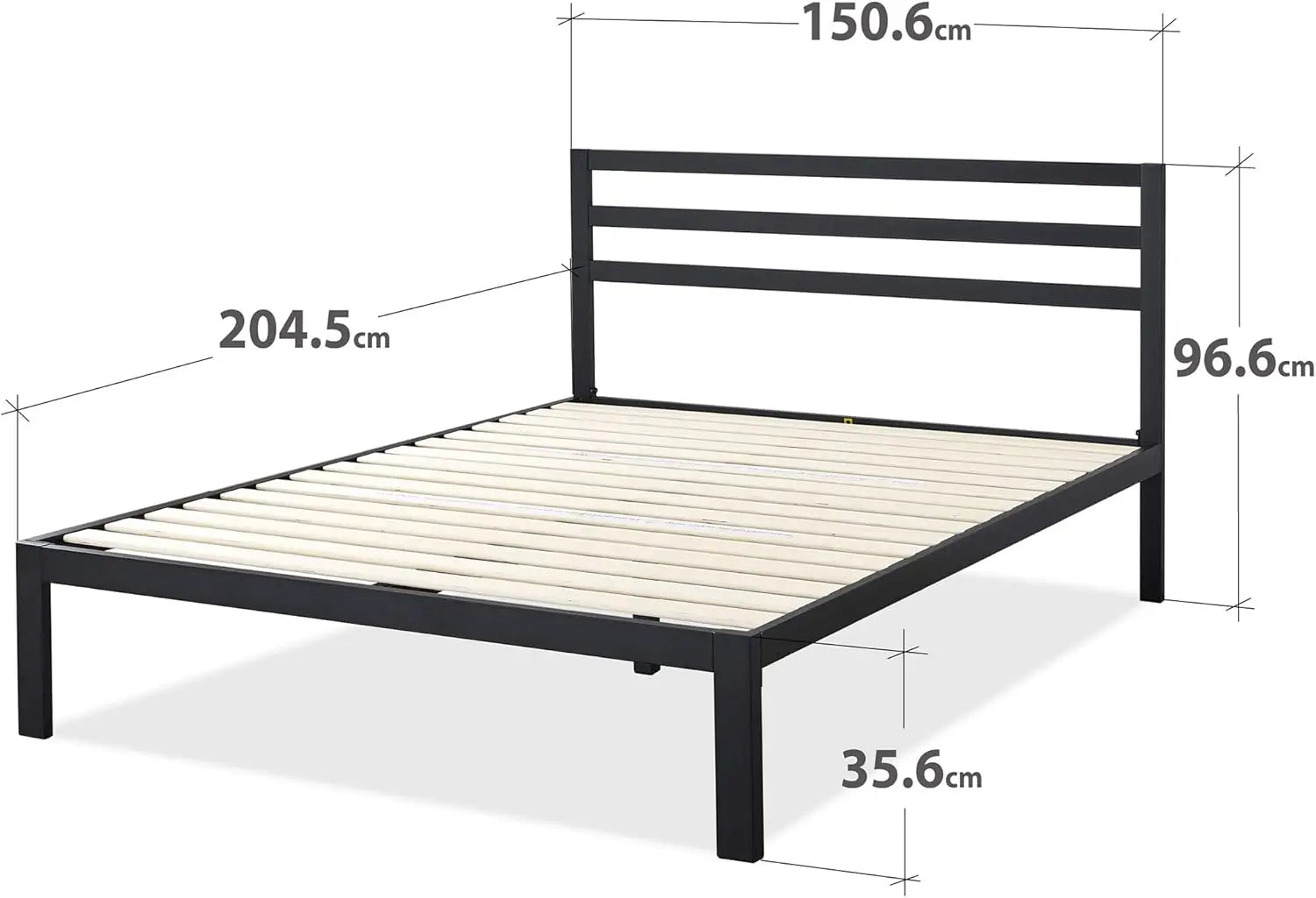 XMSJ Queen Black Bed Frame - Modern Metal Steel Headboard Platform with Under Bed Storage - Deal Done