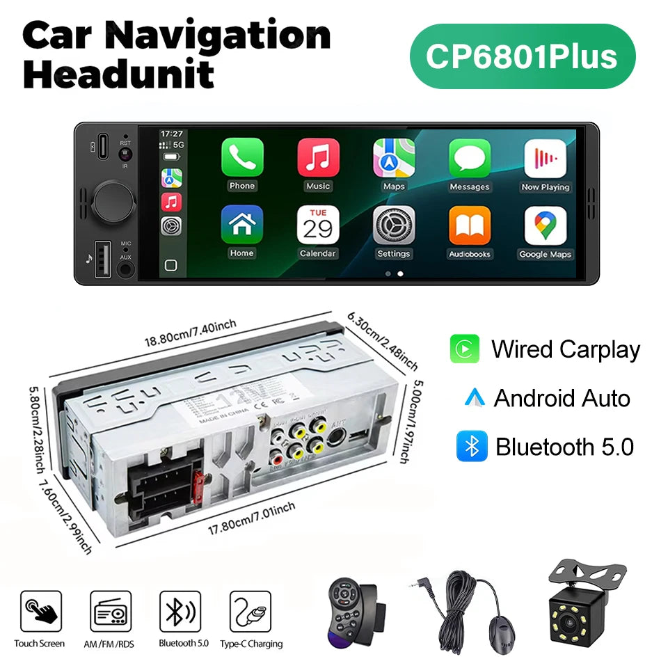 6.86" Car MP5 Radio CarPlay Android Auto