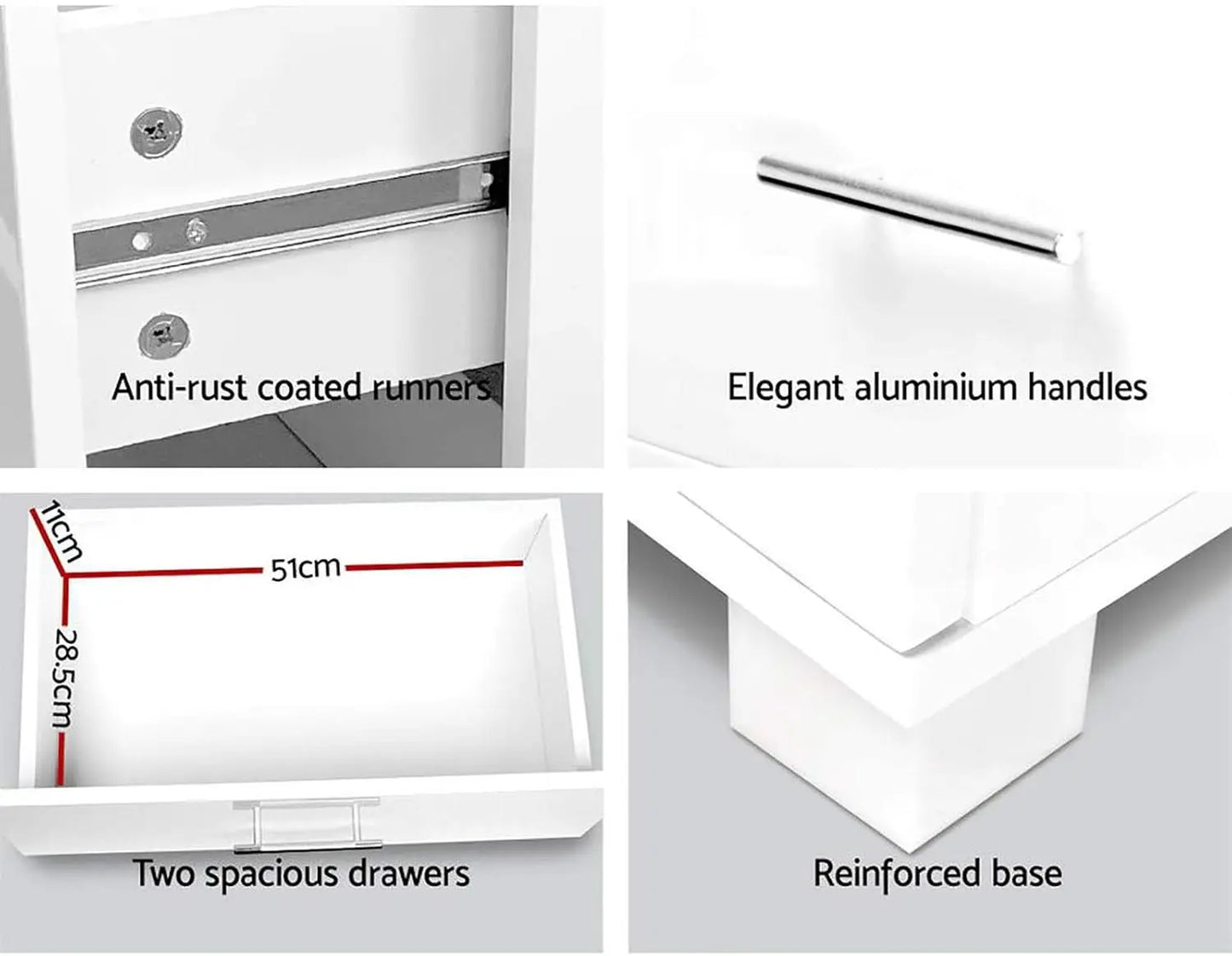 XMSJ Nightstand with 2 Drawers - Modern Moroccan White Bedside Table - Deal Done