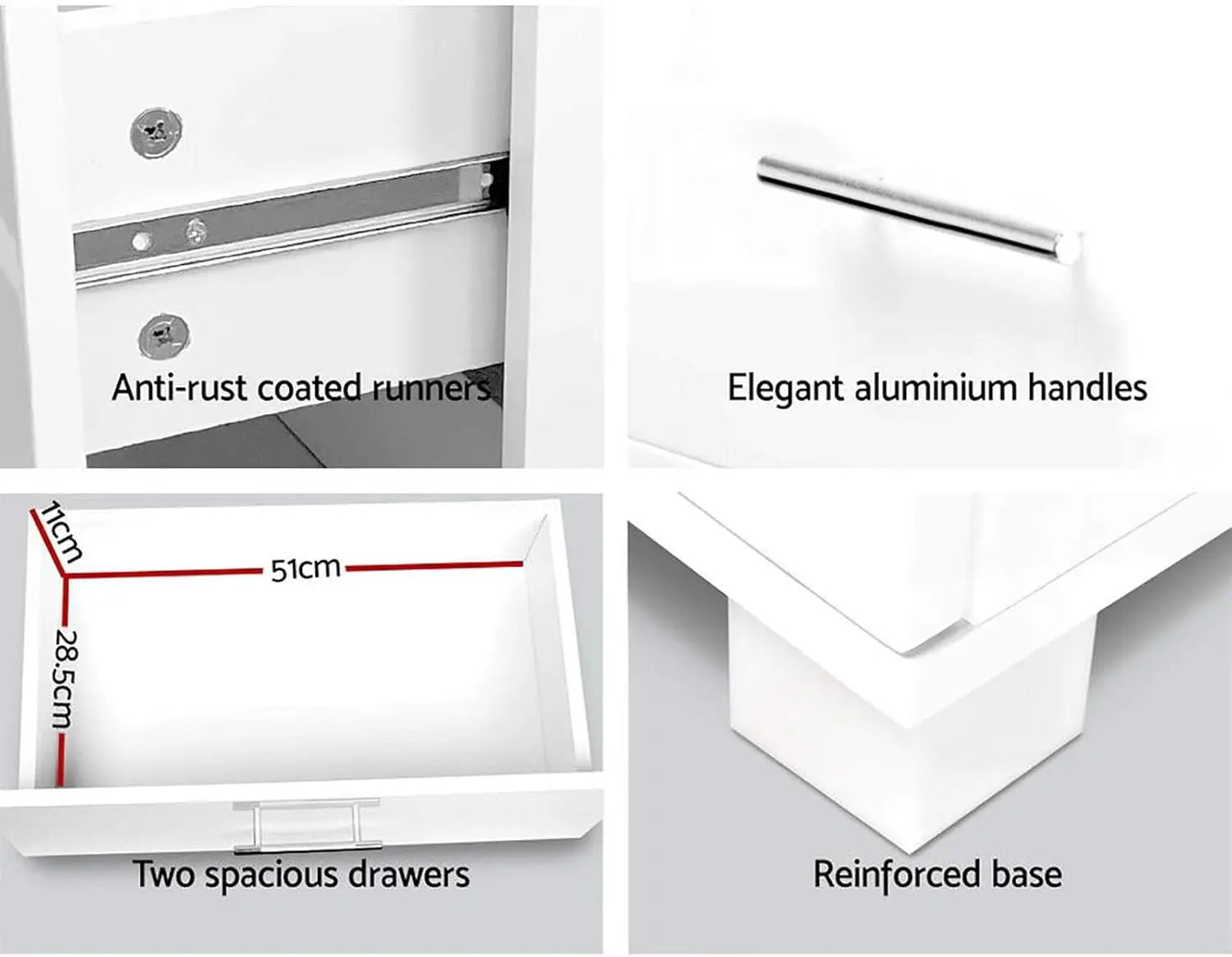 XMSJ Nightstand with 2 Drawers - Modern Moroccan White Bedside Table - Deal Done