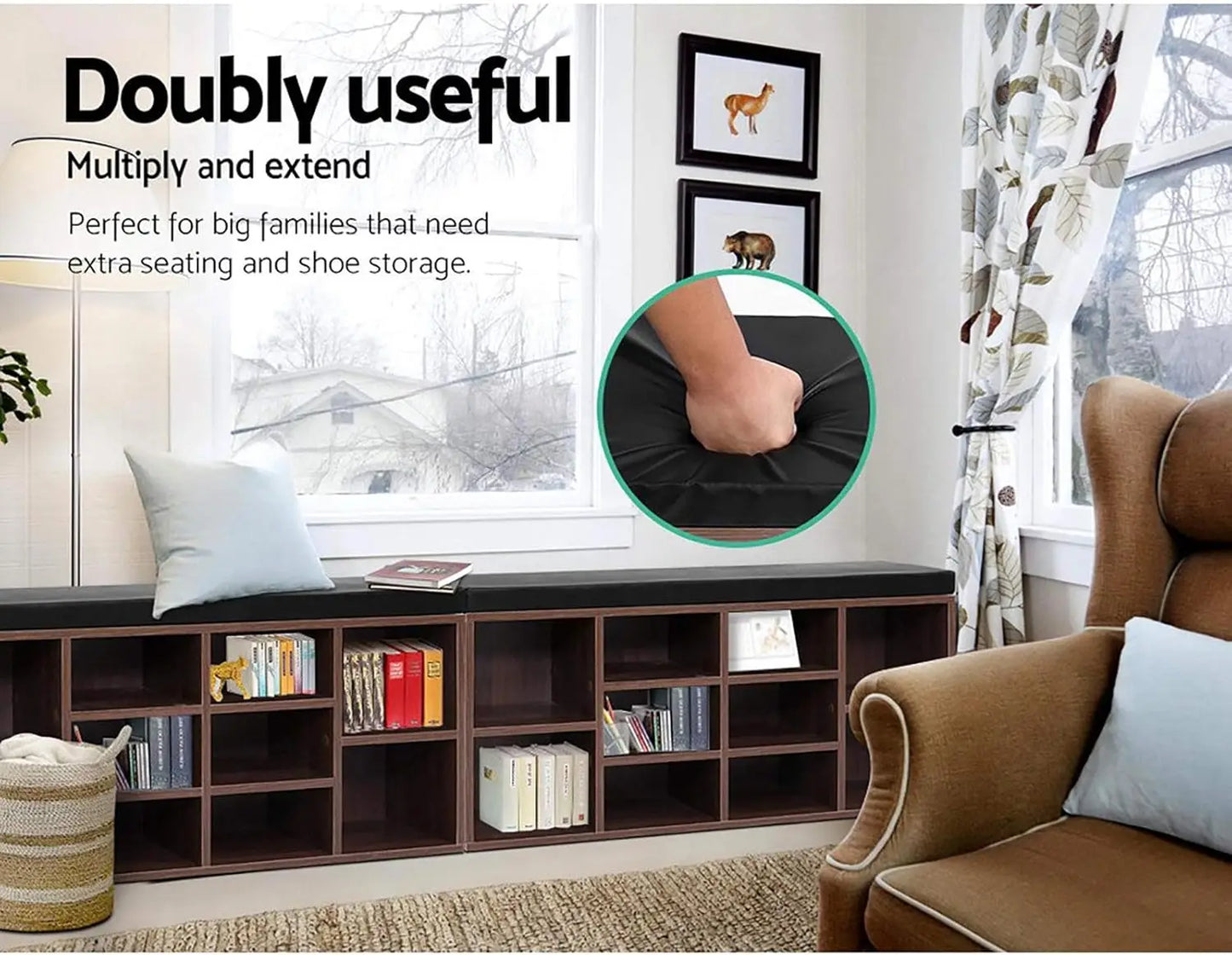 XMSJ Shoe Rack Cabinet Walnut - 10 Shelves Storage Organiser with Drawer - Deal Done