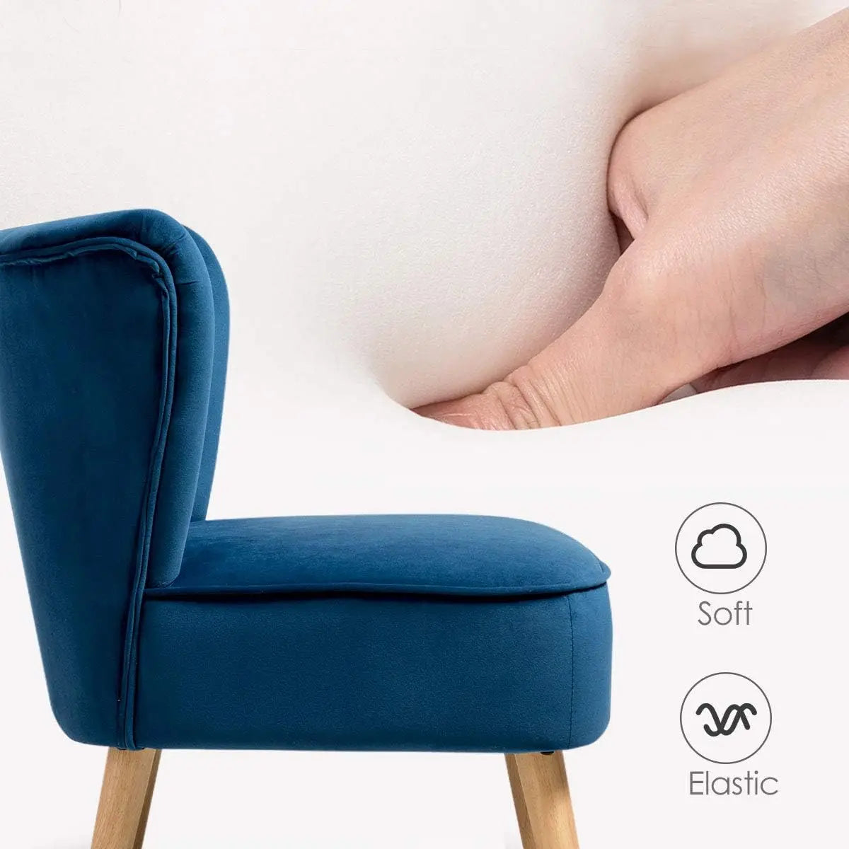 XMSJ Accent Chair Small Upholstered - Button Tufted Armless Wingback with Wood Legs - Deal Done