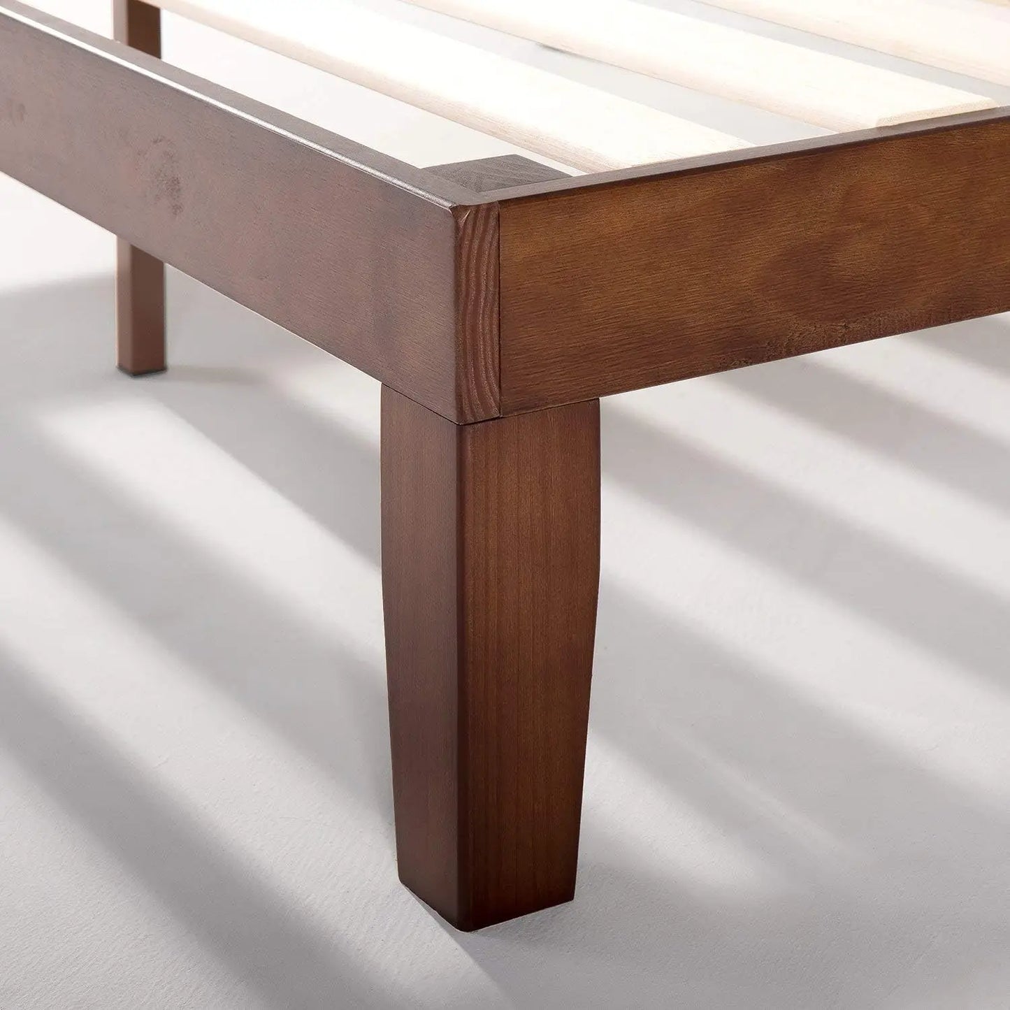 XMSJ Blake Double Bed Frame 35cm - Solid Timber Wood Slats Walnut Platform Base - Deal Done