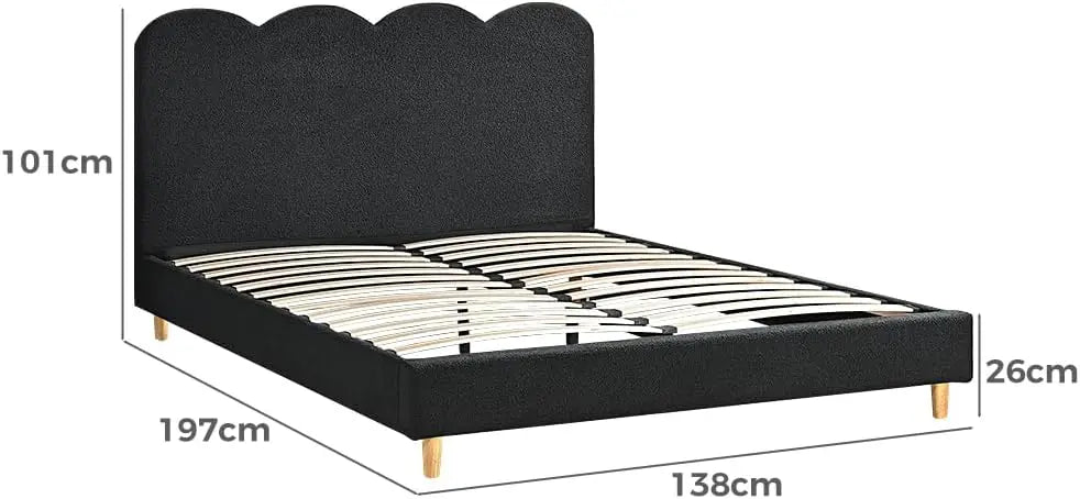 XMSJ Upholstered Platform Bed King Black - Fabric Headboard Base - Deal Done