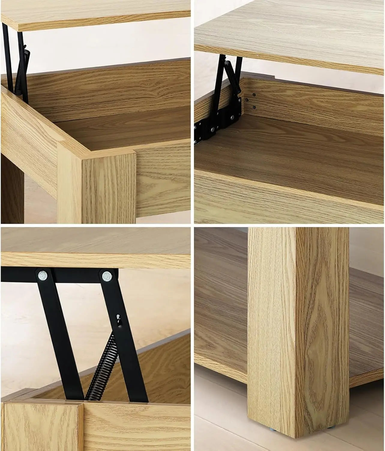 XMSJ Coffee Table with Hidden Compartment - Rising Tabletop Storage Shelf - Deal Done