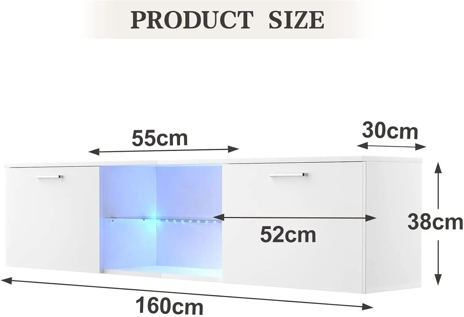XMSJ TV Stand 60cm White - Modern Entertainment Unit with LED Light - Deal Done