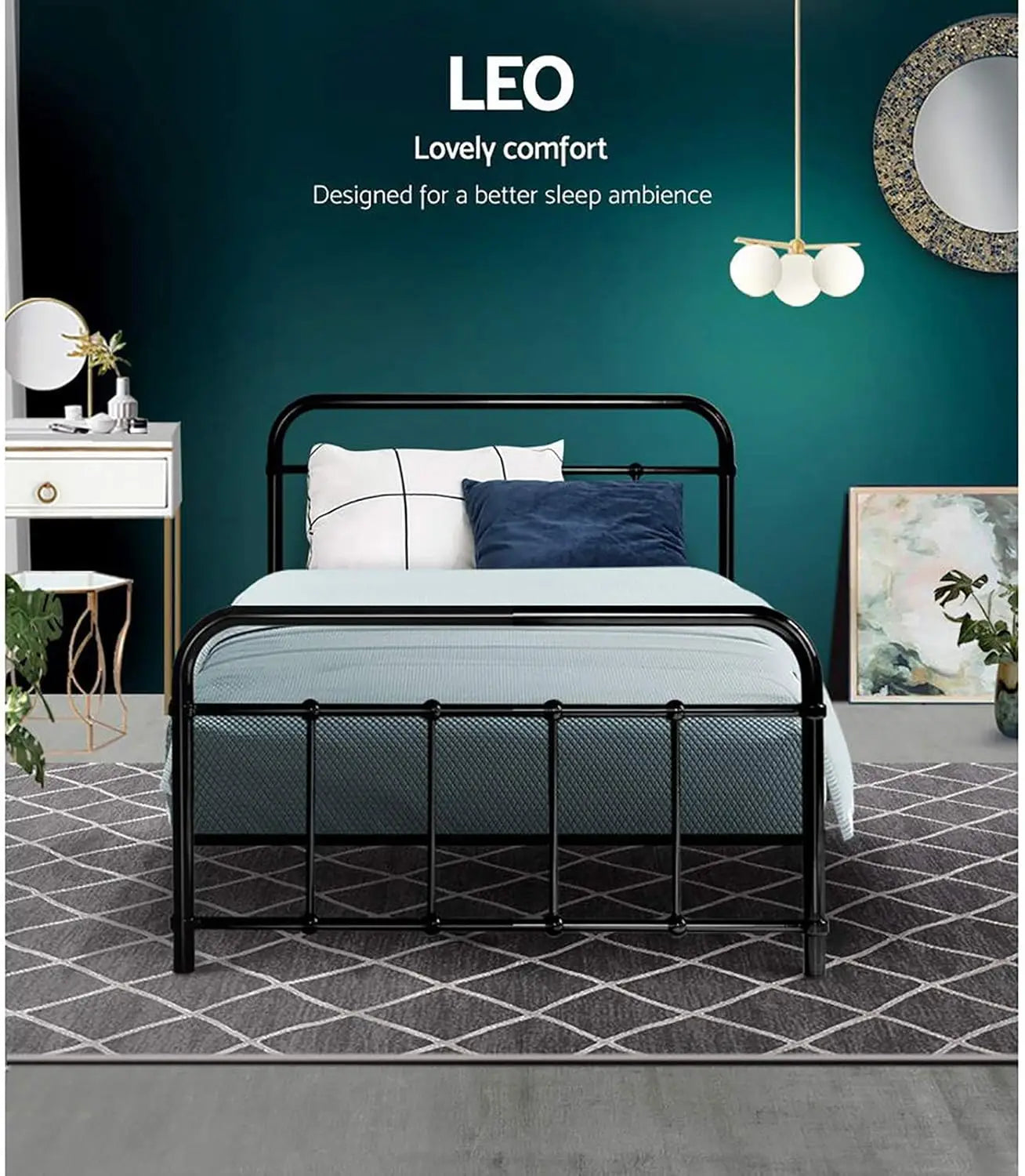 XMSJ Metal Platform Bed Frame Queen - Heavy Duty with Headboard 1600mm - Deal Done