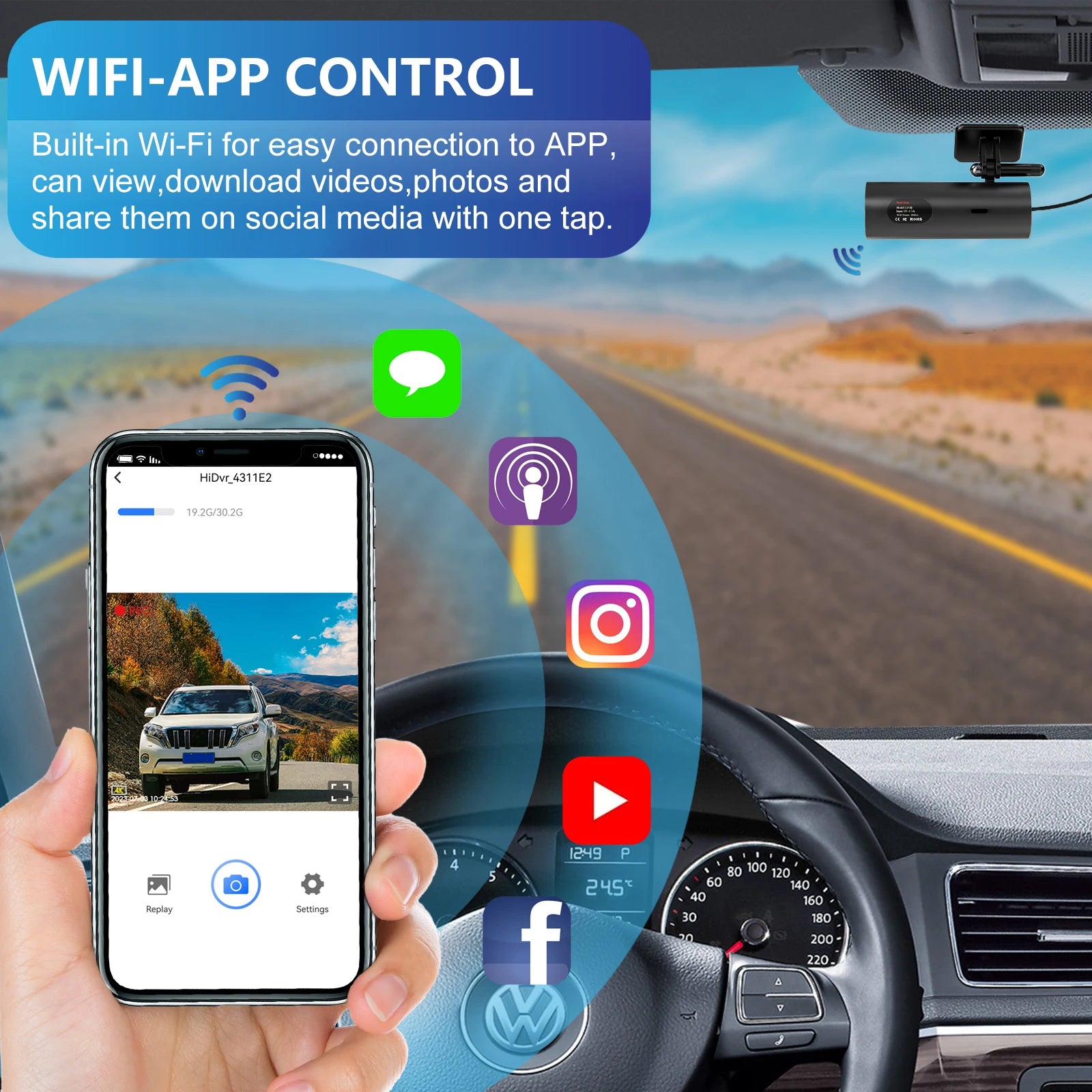 4K/2K WiFi Dash Cam – 24H Parking Monitor