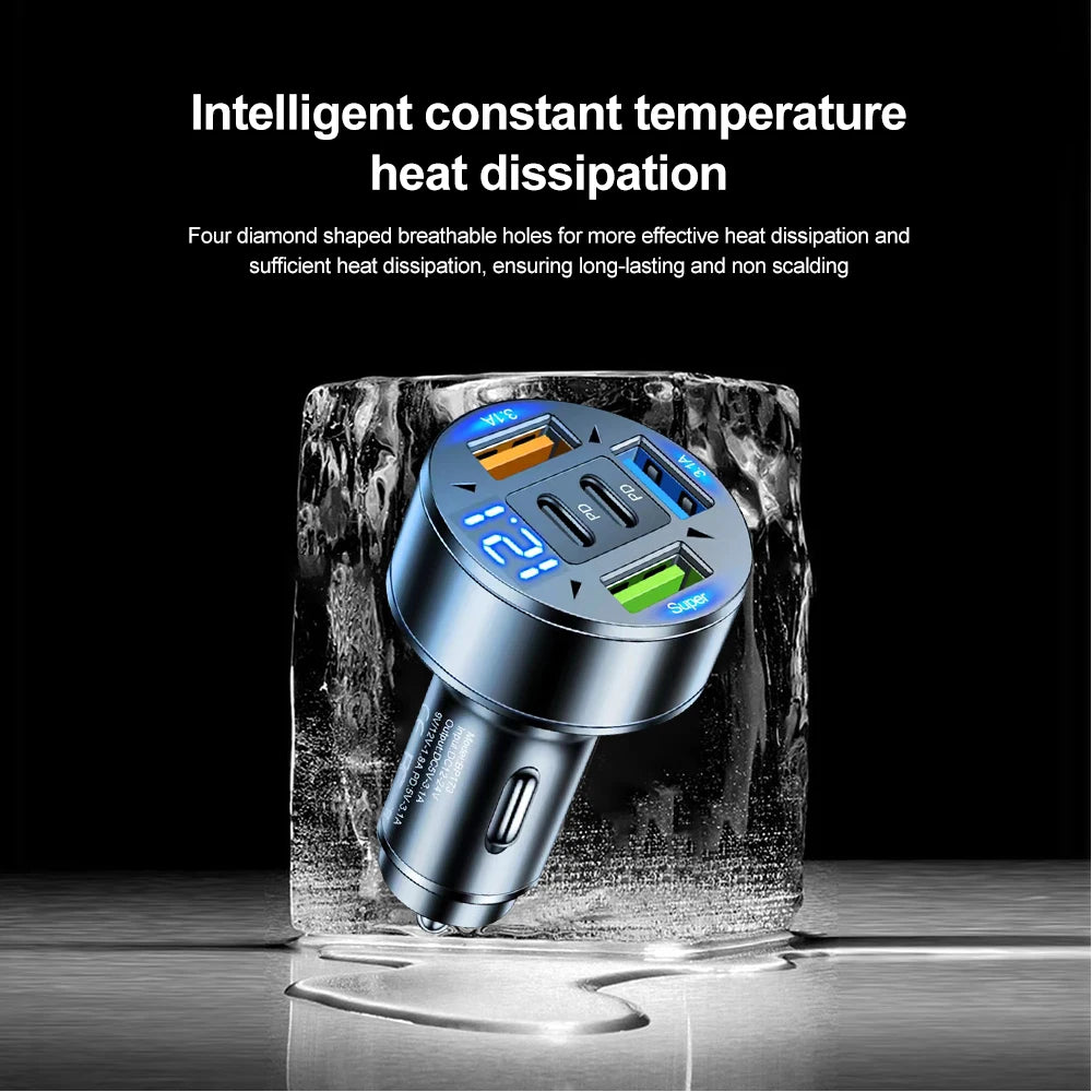 Kebidumei 250W 5-Port Car Charger - Fast Charging PD QC3.0 USB-C Adapter for iPhone Samsung - Deal Done