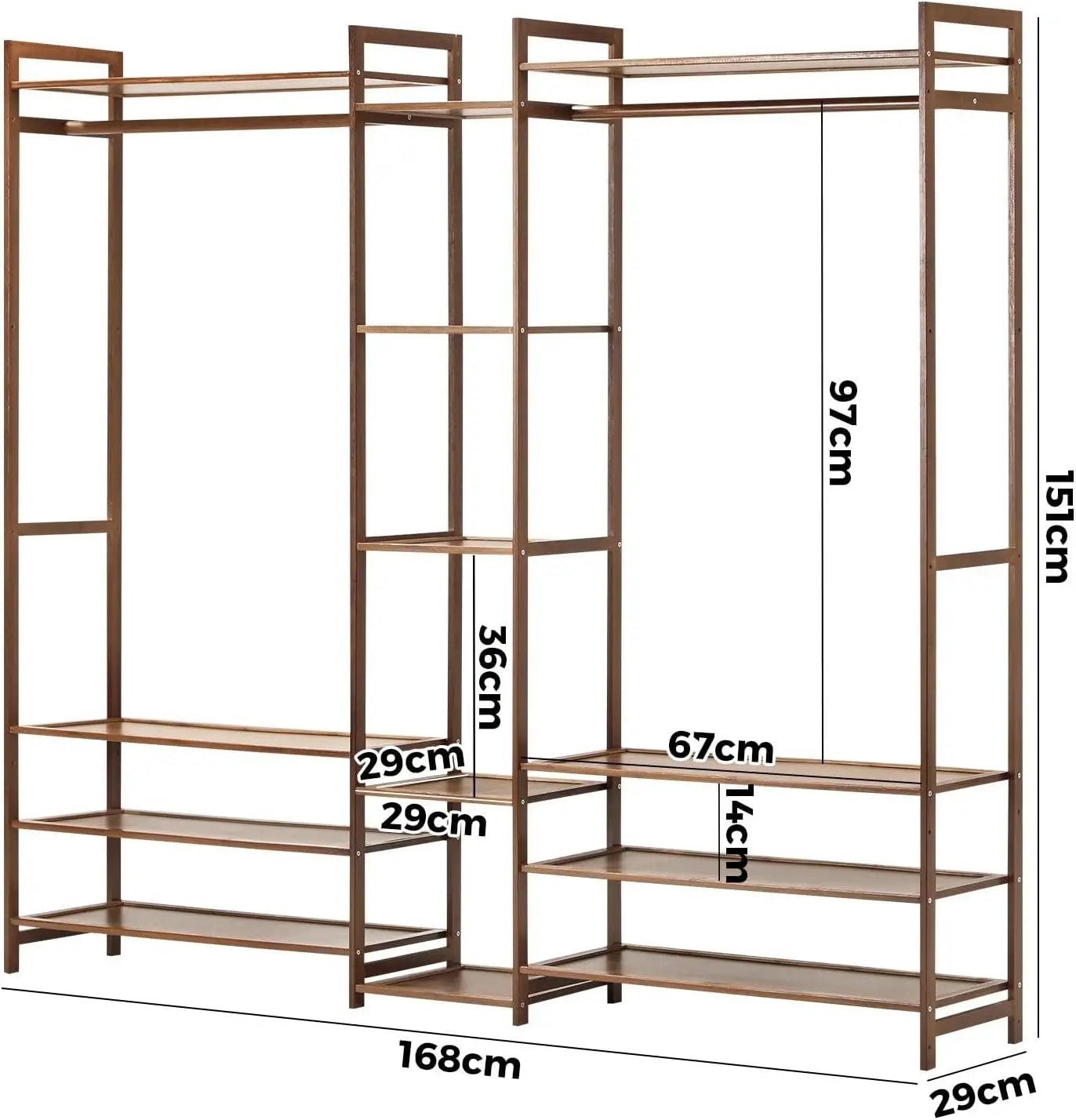 XMSJ Organiset Clothes Rack - 13 Display Shelves Open Wardrobe Storage - Deal Done