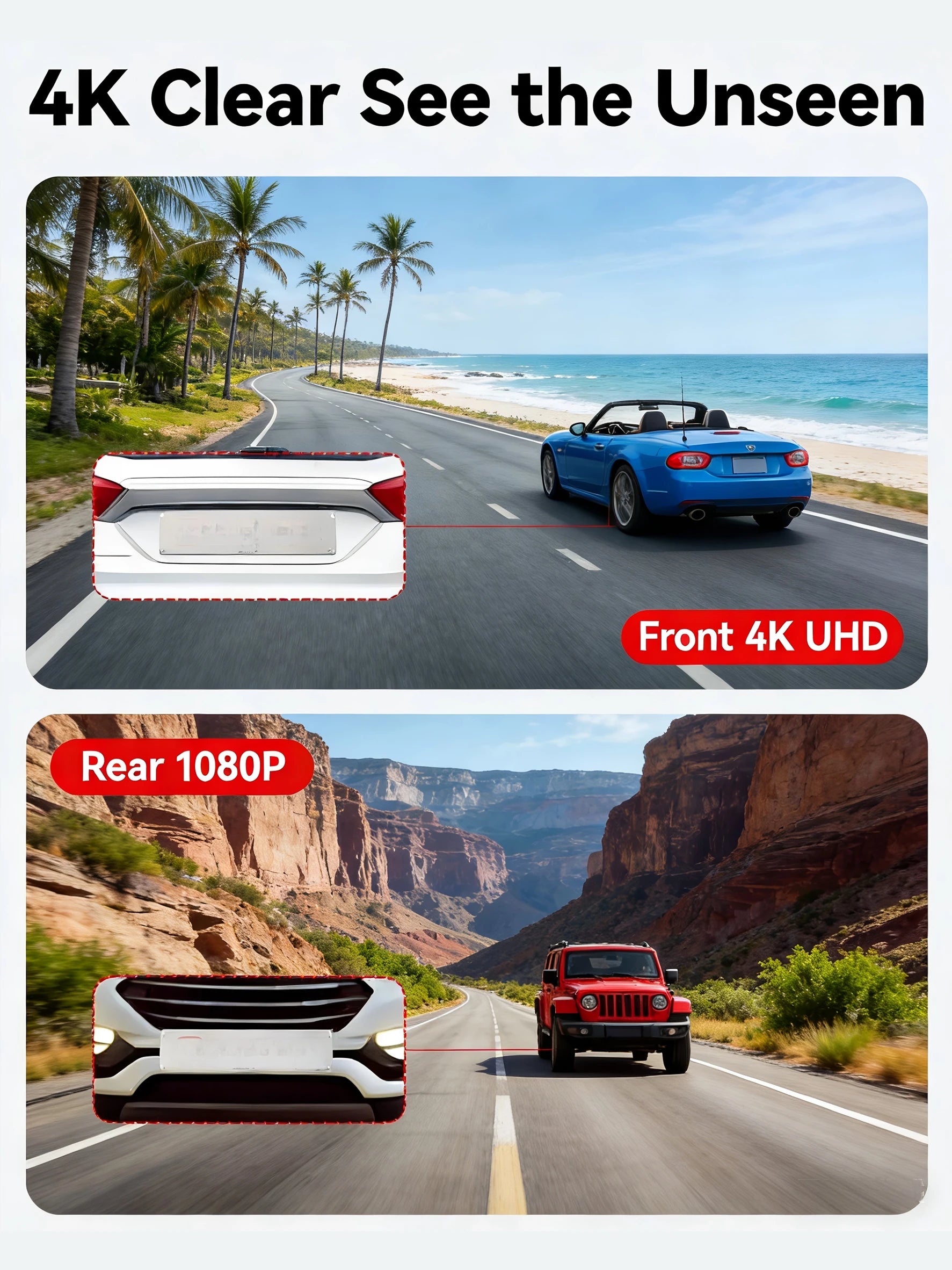 4K Dual Dash Cam WiFi – Night Vision & Parking