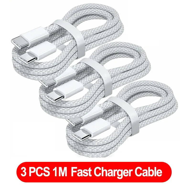 SHUKUI USB-C to USB-C Cable 100W 6A Fast Charging - 3PCS Type-C Charger for iPhone Samsung - Deal Done