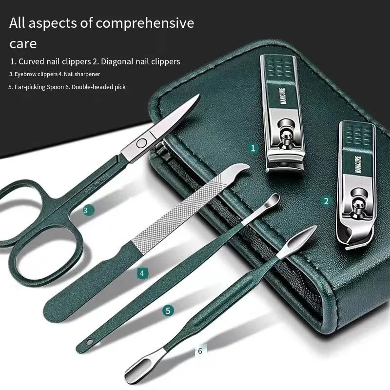 6-Piece Nail Clippers Set AZB Stainless Steel - Premium Manicure Tools for Men & Women - Deal Done