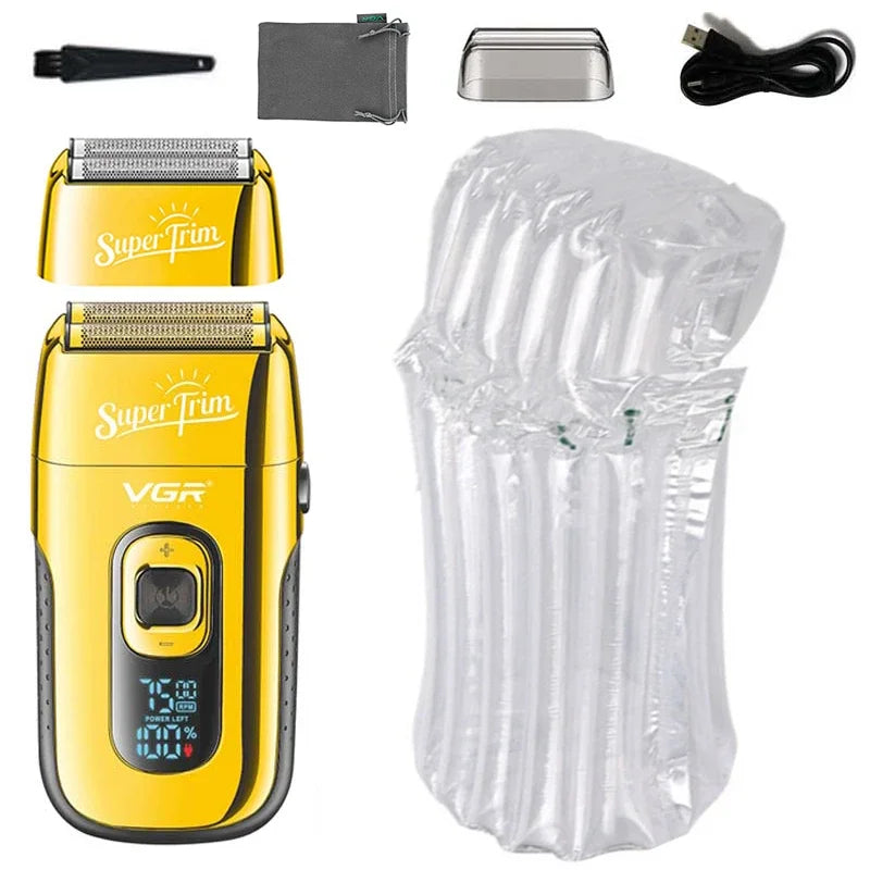 VGR 3-Speed Rechargeable Beard Electric Shaver For Men Hair Razor Bald Head Fade Shaving Machine Finishing Tool With Extra Mesh - Deal Done
