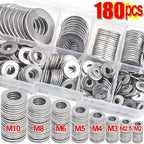 Stainless Steel Flat Washer Assortment Kit 180pcs – M2 to M10