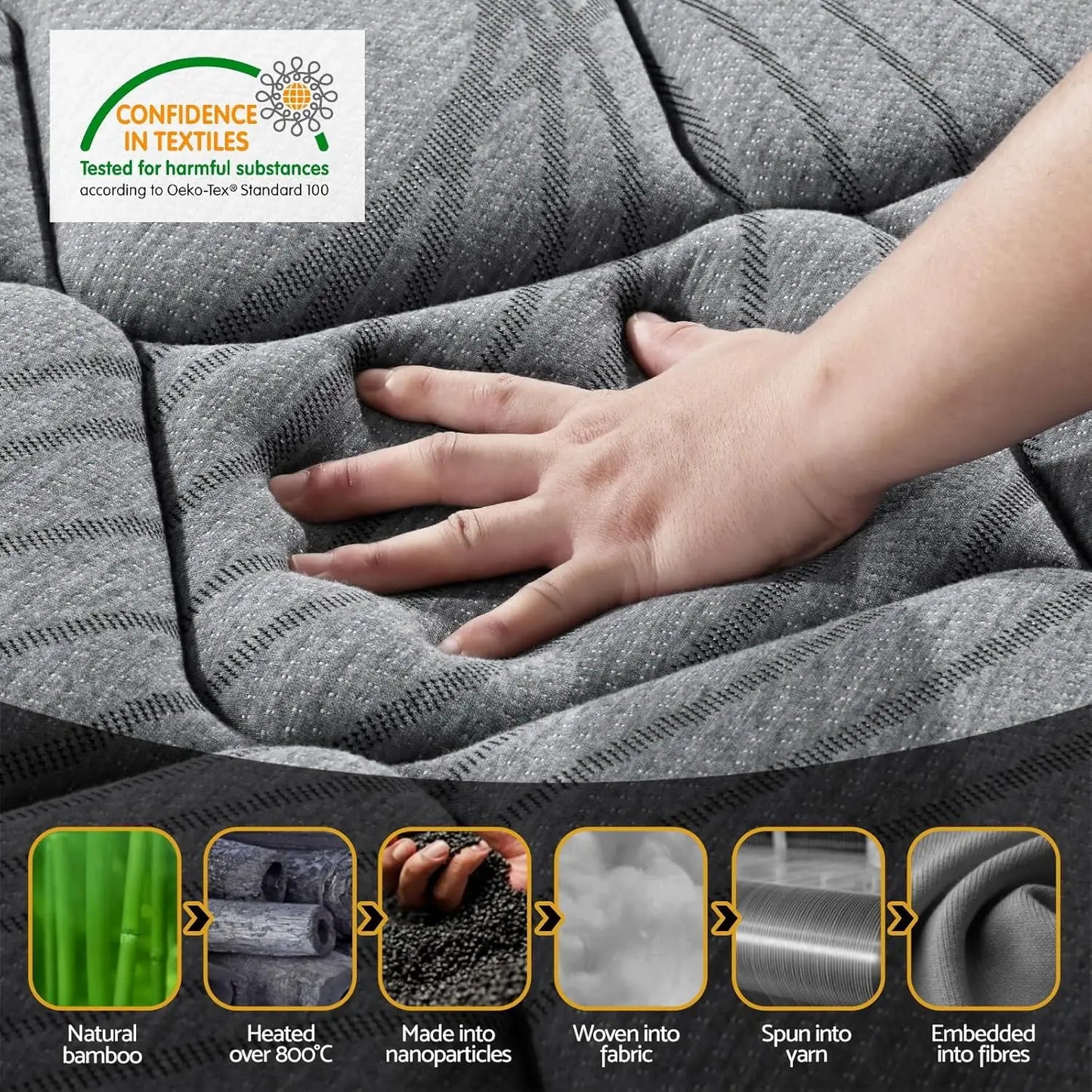 XMSJ Mattress 25cm (10") Medium Firm - 5-Zone Pocket Spring Orthopedic Cooling Top 5Yrs Warranty - Deal Done