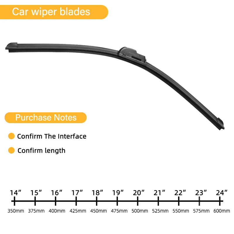 Universal Soft Rubber Wiper Blades – 14" to 24" U-Type