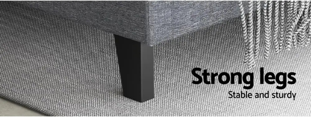 XMSJ Queen Bed Frame Tufted Headboard - Platform Base Grey Faux Linen Upholstered - Deal Done