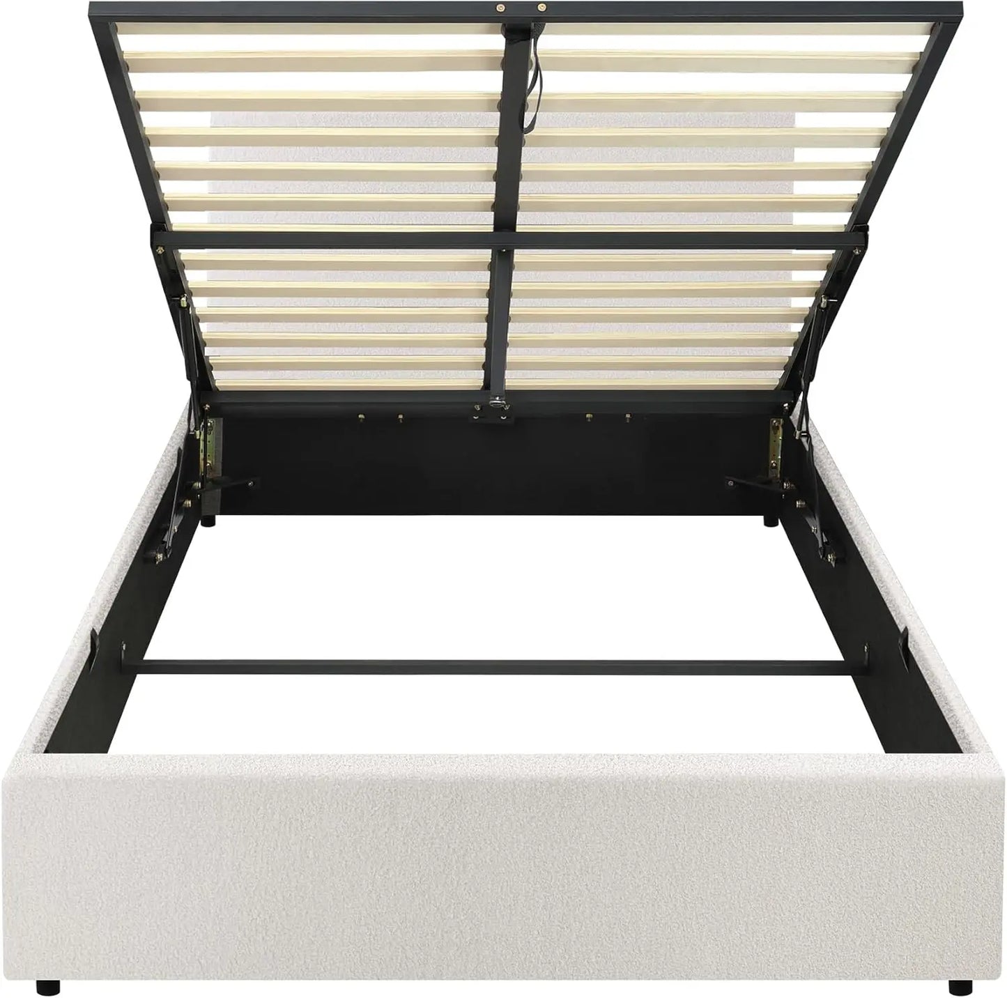 XMSJ King Single Bed Frame with Headboard - White Wooden Platform Base - Deal Done