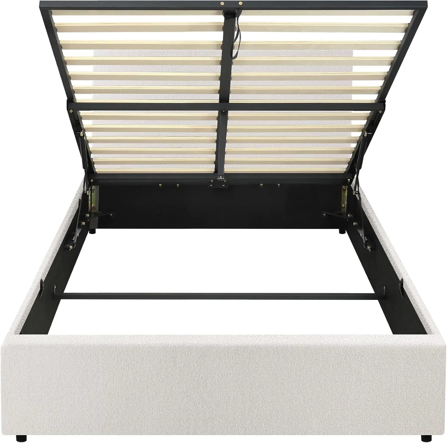 XMSJ King Single Bed Frame with Headboard - White Wooden Platform Base - Deal Done