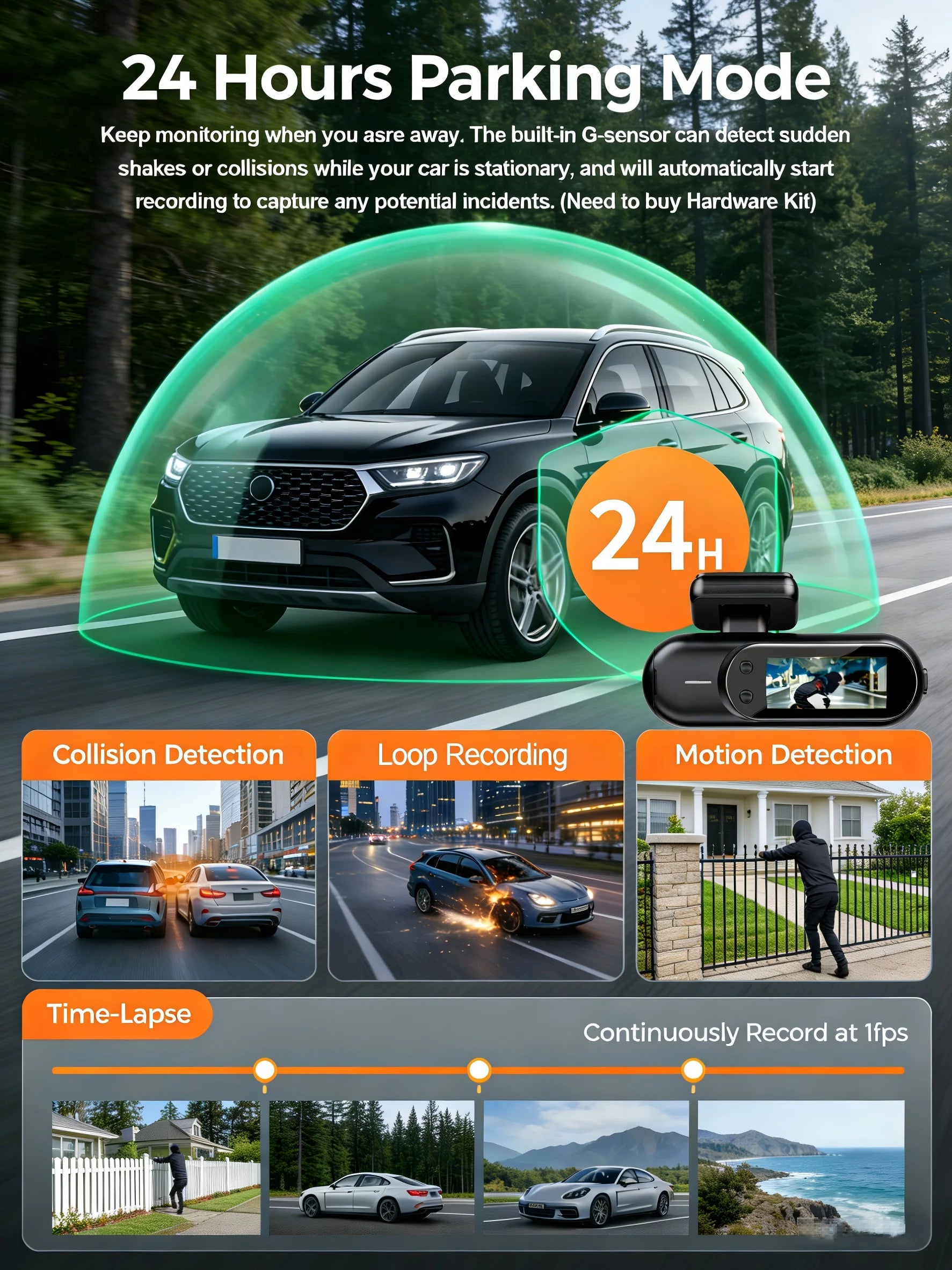 4K Dual Dash Cam WiFi – Night Vision & Parking