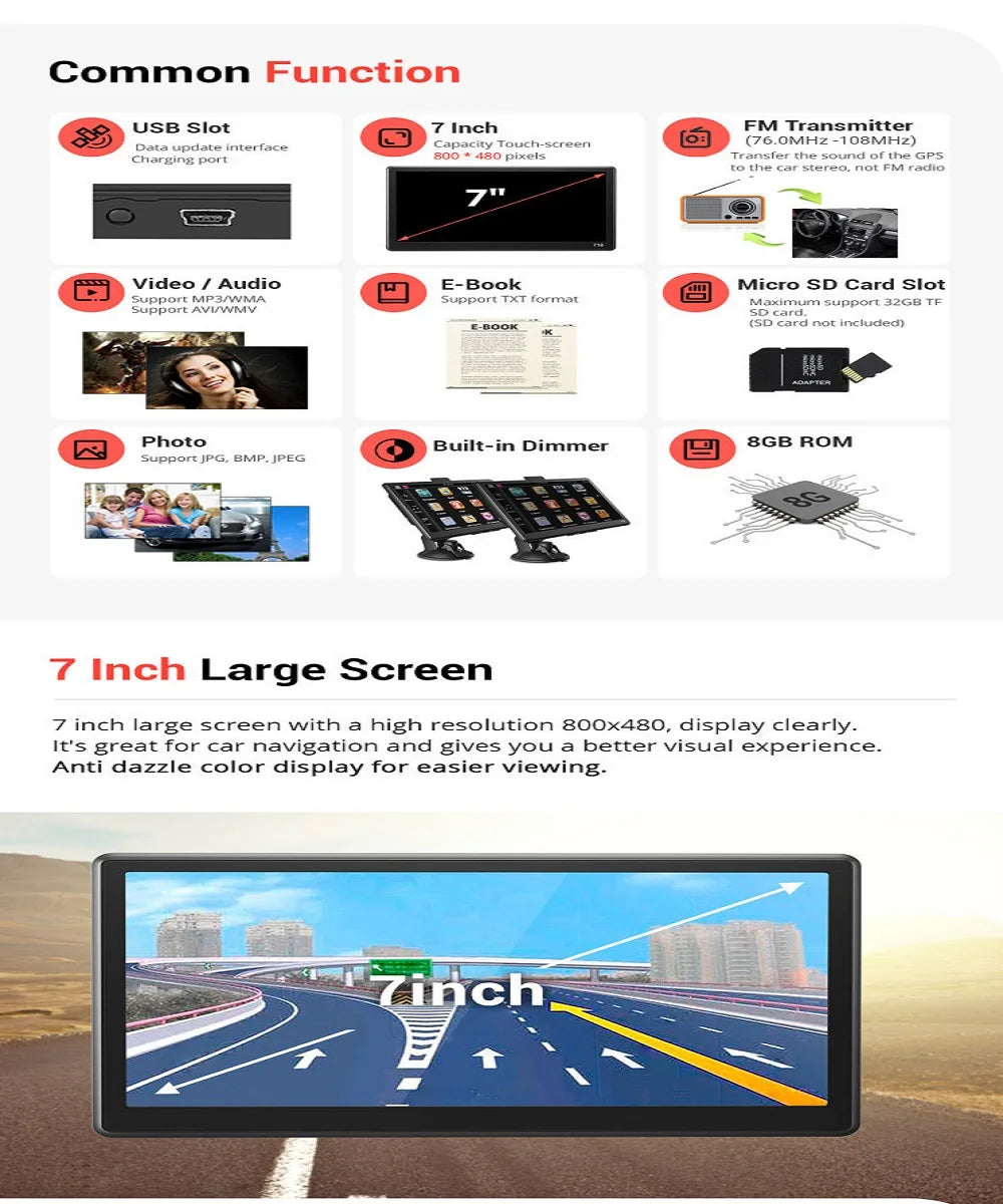 Truck and Car GPS Navigation 5" & 7" Touch Screen