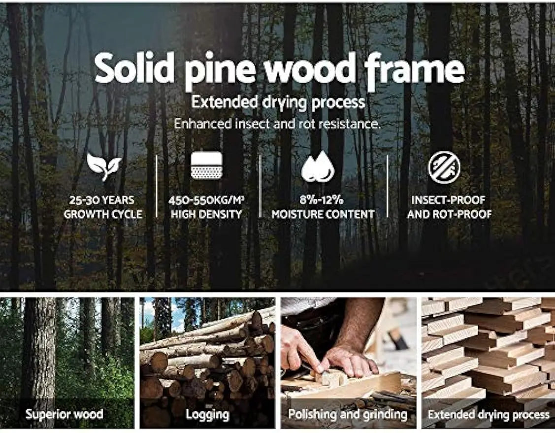 King Single Bed Frame，White Heavy Solid Wooden Bed Base with Thicken Timber Slats, Pine Wood Bed Foundation with Storage Space, - Deal Done