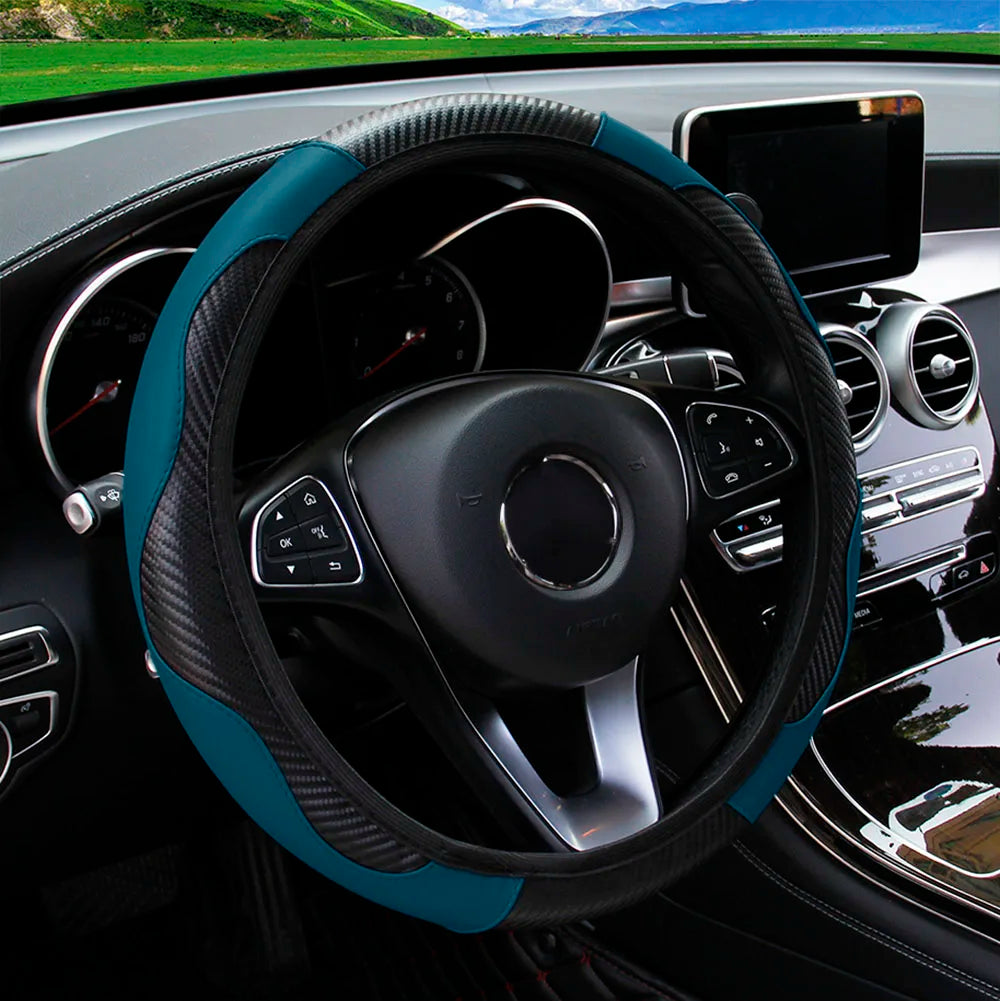Carbon Fiber Steering Wheel Cover 14.5"-15" Multi-Color