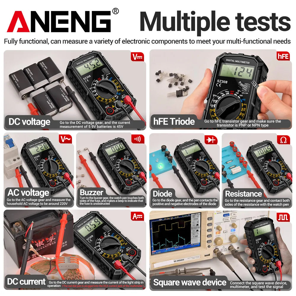 ANENG SZ308 Digital Multimeter – AC/DC Voltage & Current