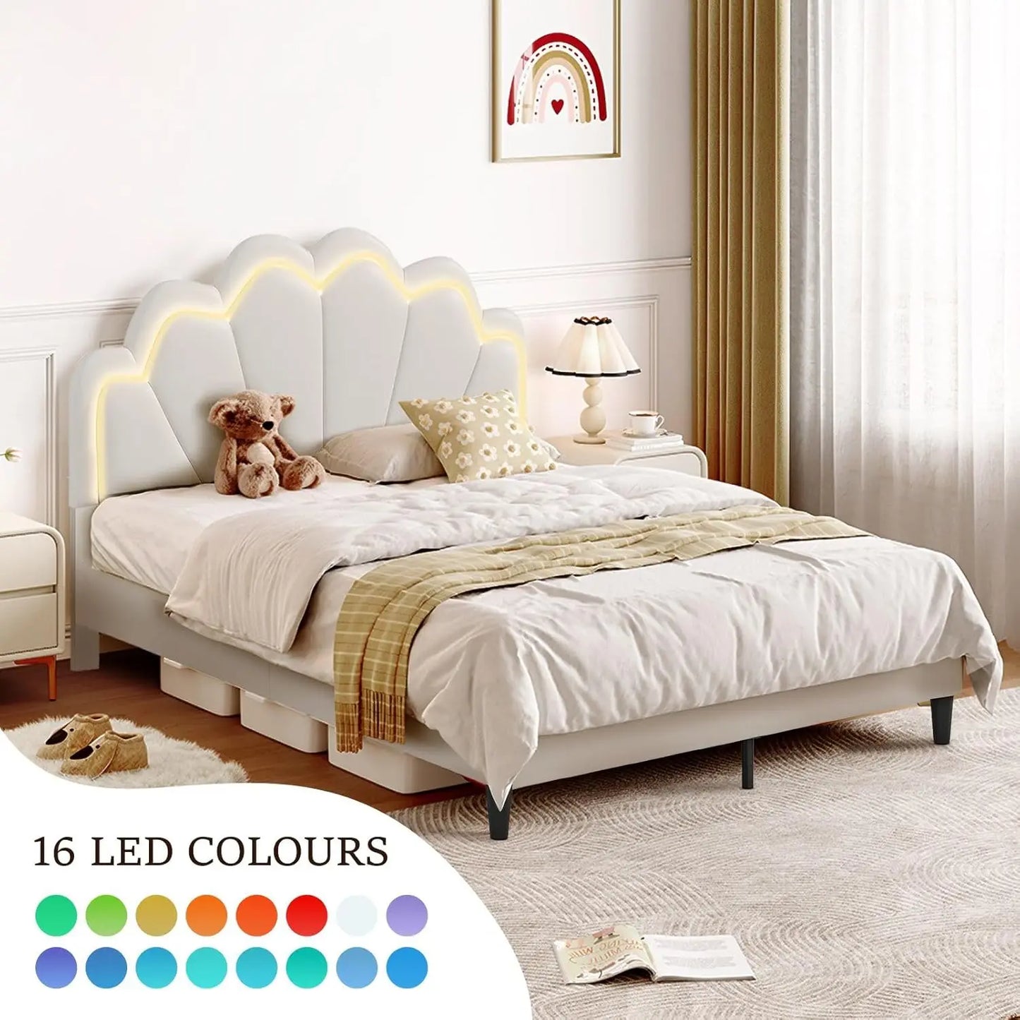 XMSJ Double Bed Complete Set - Elegant Flowers Frame + 21cm Bonnell Spring Mattress Bundle - Deal Done