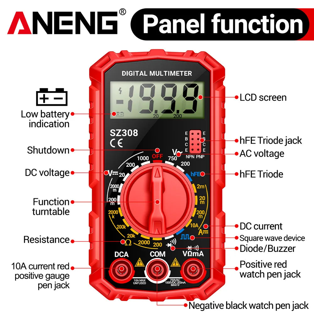 ANENG SZ308 Digital Multimeter – AC/DC Voltage & Current