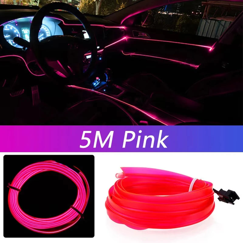 5M Car Interior LED Strip Ambient Light – 10 Colors