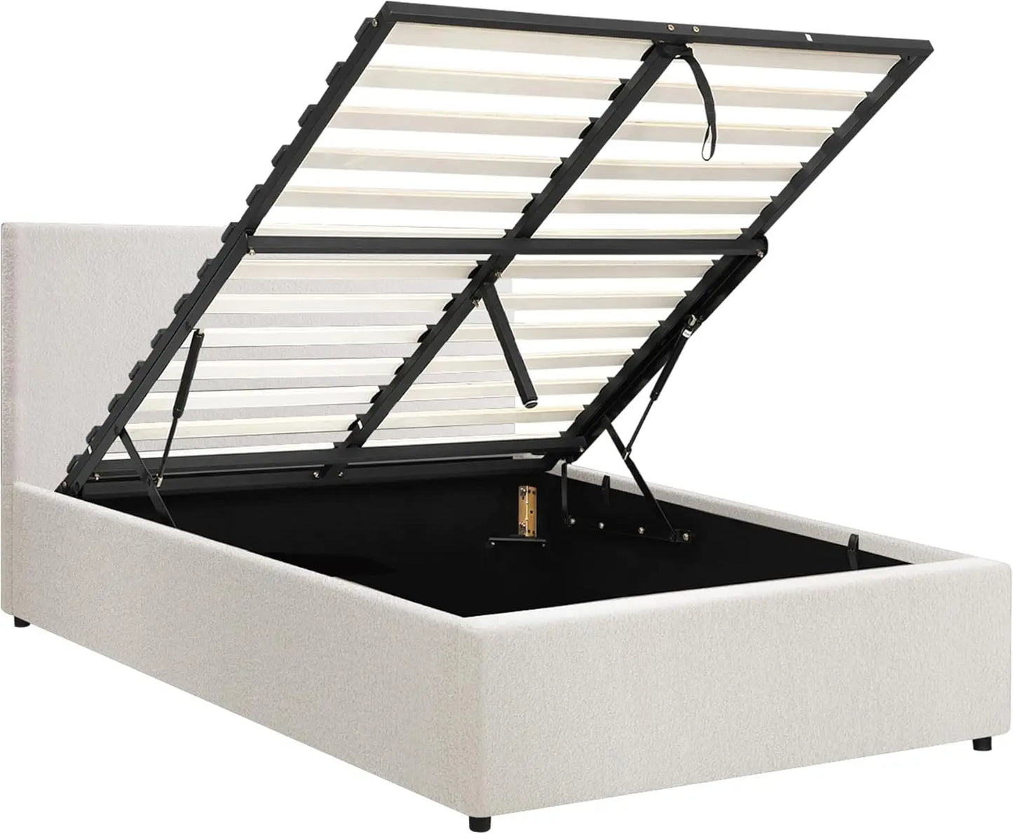 XMSJ King Single Bed Frame with Headboard - White Wooden Platform Base - Deal Done