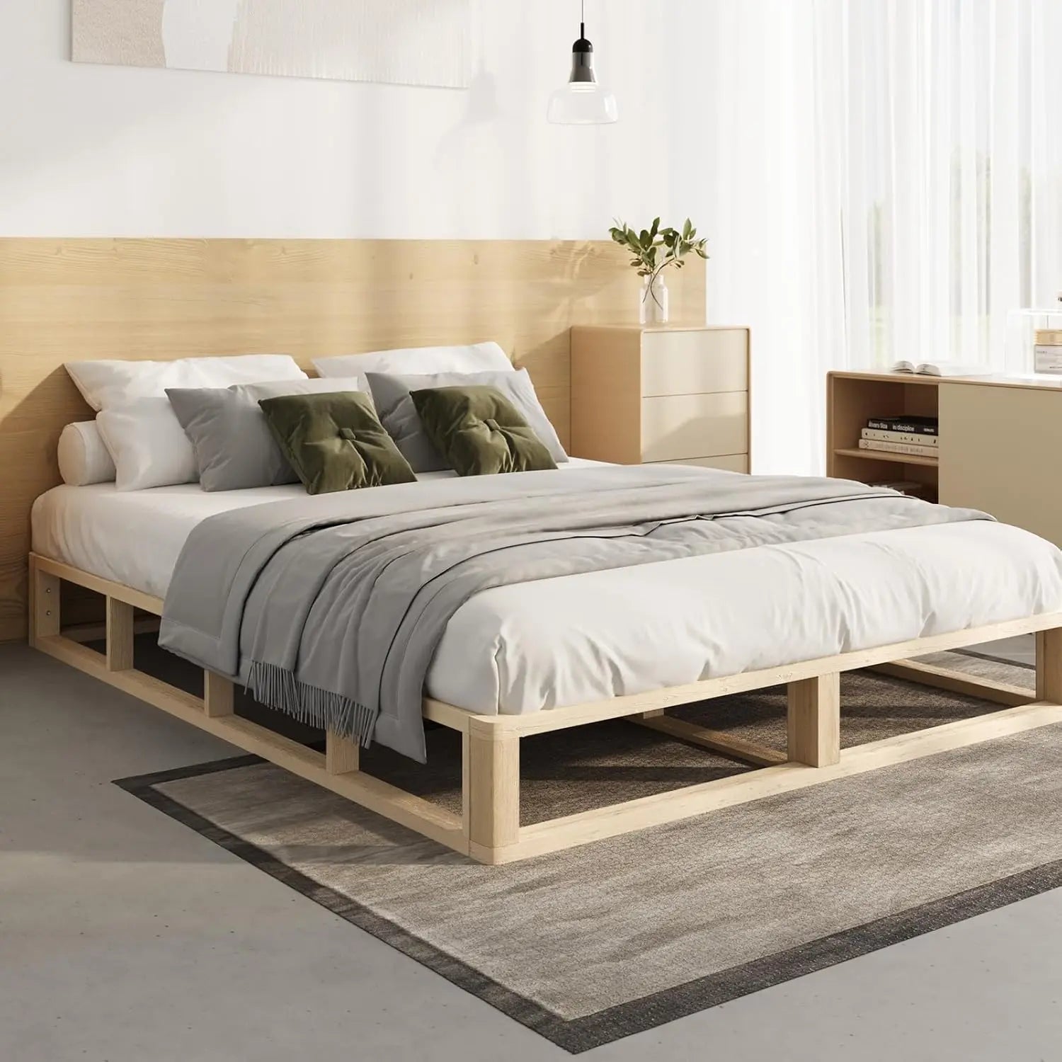 Queen Bed Frame Solid Wood Platform - Wooden Bed Base (1500mm) - Deal Done
