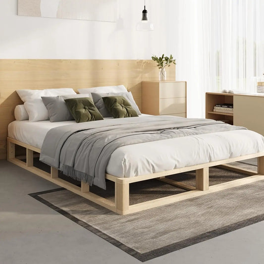 Queen Bed Frame Solid Wood Platform - Wooden Bed Base (1500mm) - Deal Done