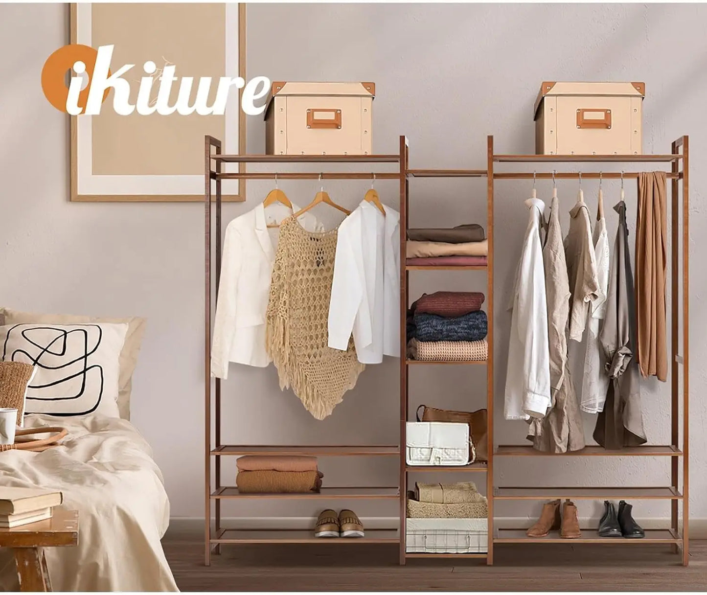 XMSJ Organiset Clothes Rack - 13 Display Shelves Open Wardrobe Storage - Deal Done