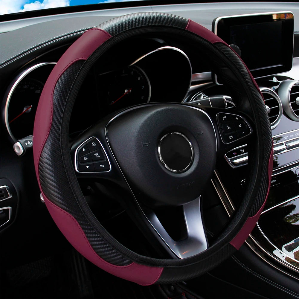 Carbon Fiber Steering Wheel Cover 14.5"-15" Multi-Color