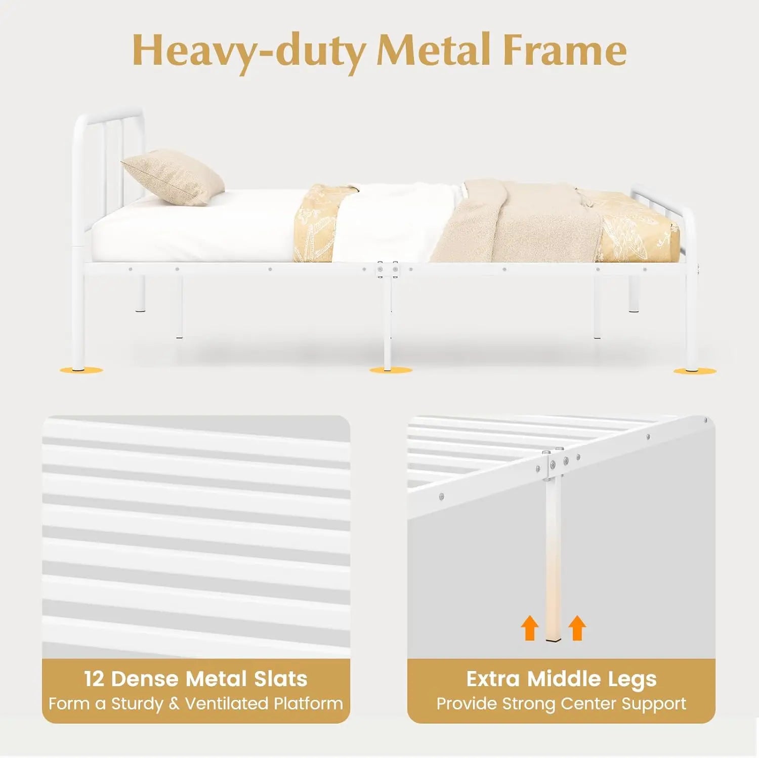 XMSJ Metal Platform Bed King - Heavy Duty with Headboard & Footboard - Deal Done