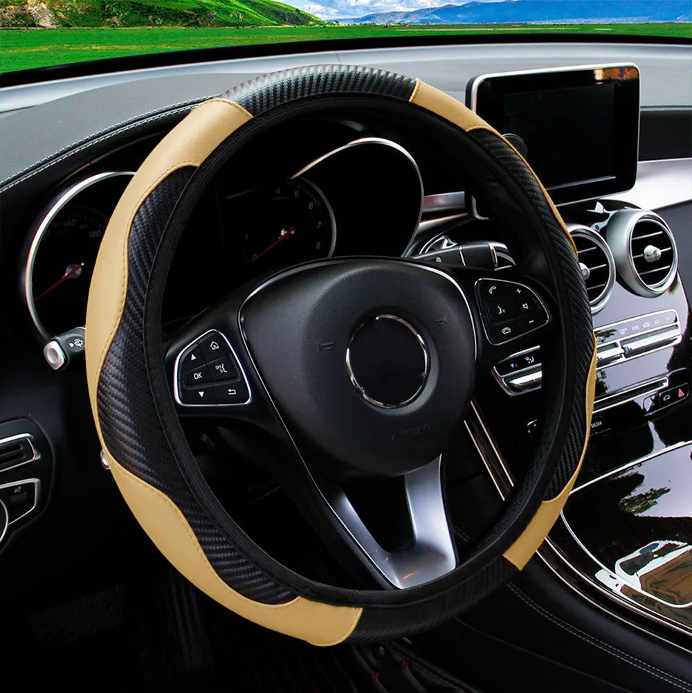 Carbon Fiber Steering Wheel Cover 14.5"-15" Multi-Color