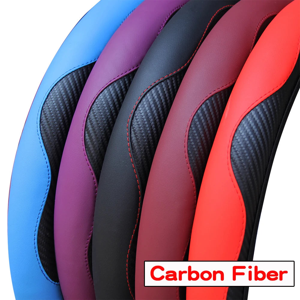 Carbon Fiber Steering Wheel Cover 14.5"-15" Multi-Color