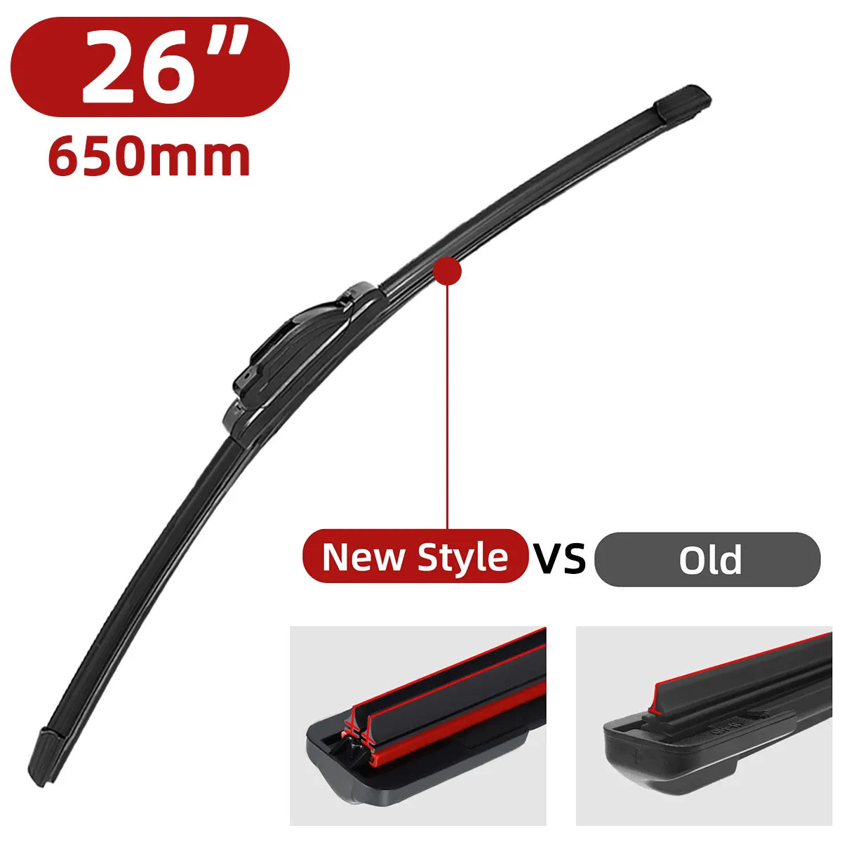 Double Rubber Wiper Blades J/U Hook – 14" to 26"