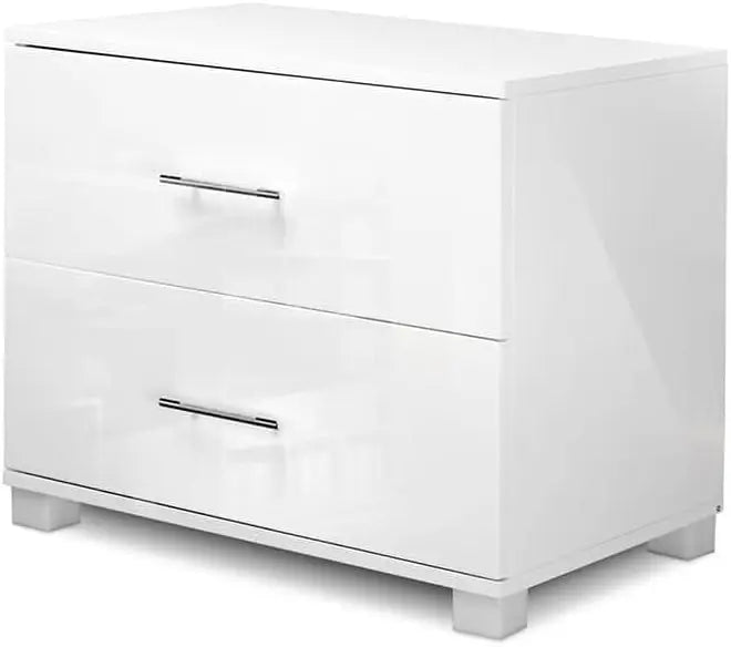 XMSJ Nightstand with 2 Drawers - Modern Moroccan White Bedside Table - Deal Done