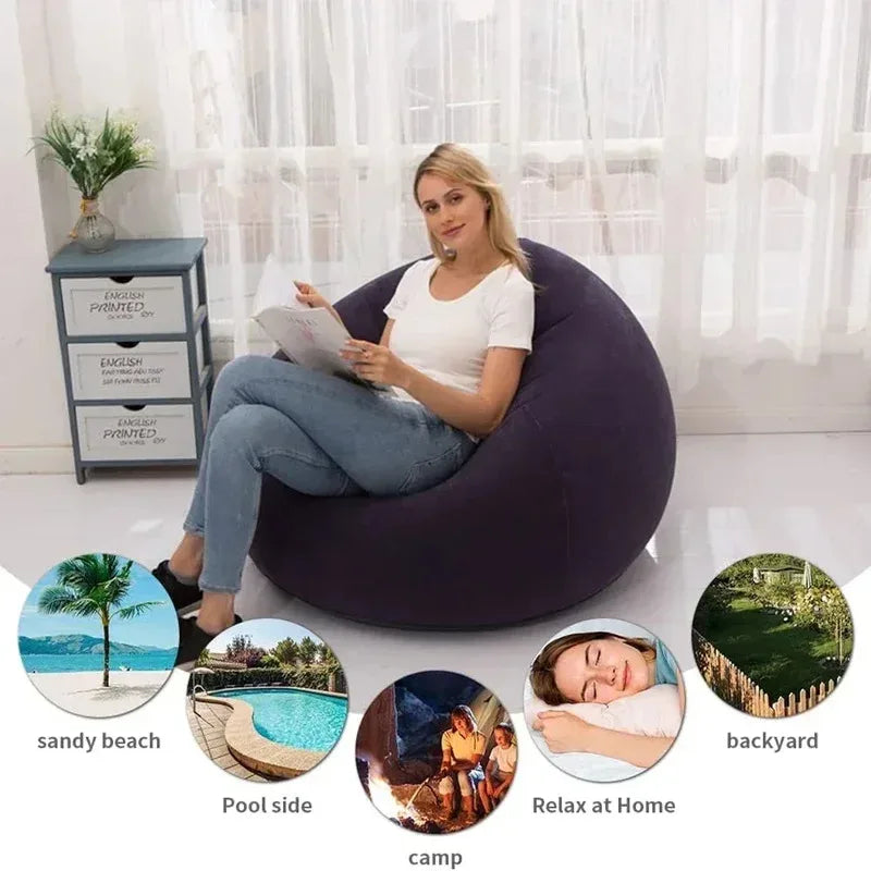 Large Inflatable Lazy Sofa Chair - PVC Lounger Bean Bag for Indoor Outdoor - Deal Done