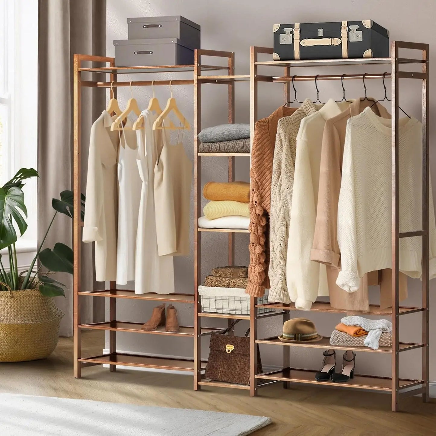 XMSJ Organiset Clothes Rack - 13 Display Shelves Open Wardrobe Storage - Deal Done