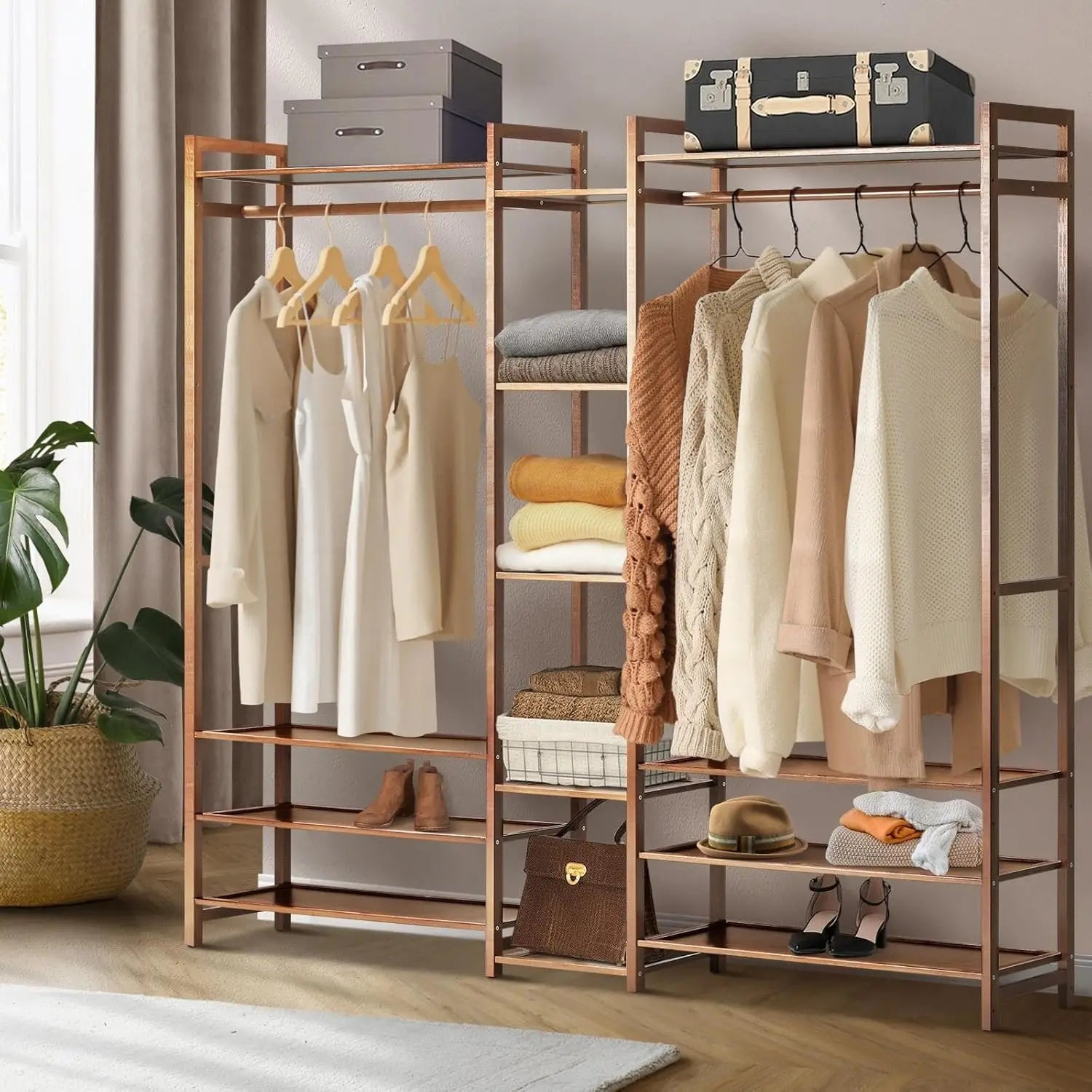 XMSJ Organiset Clothes Rack - 13 Display Shelves Open Wardrobe Storage - Deal Done