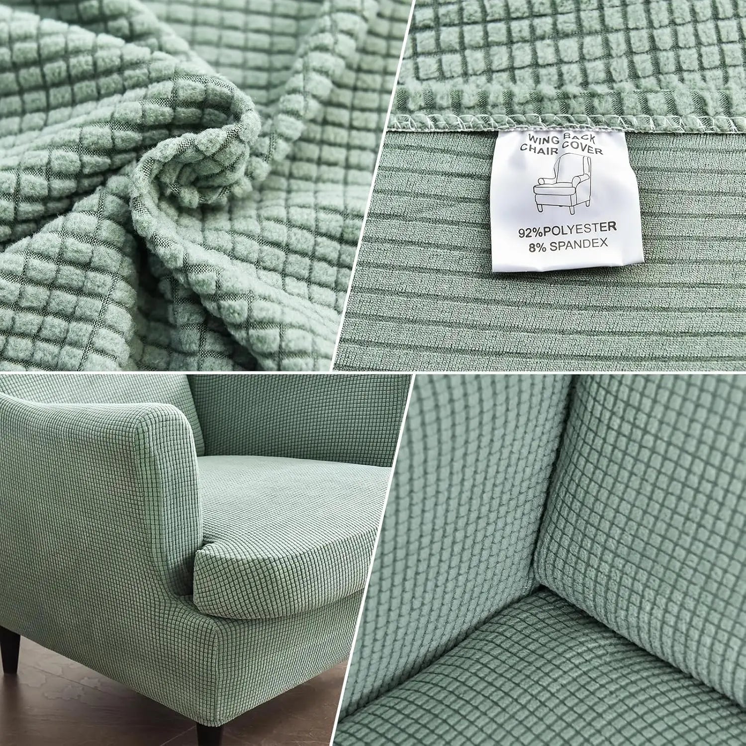 XMSJ Wingback Chair Cover with Cushion - Stretch Slipcover Washable Polyester - Deal Done