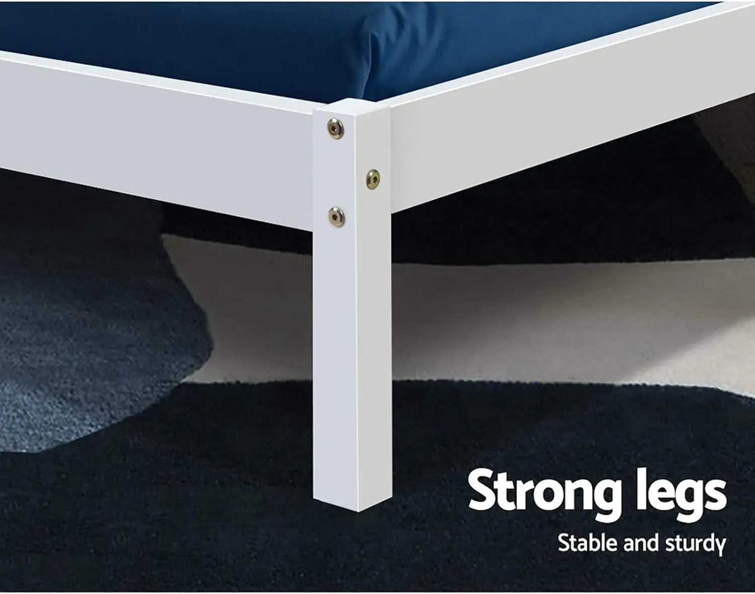 XMSJ Wooden Double Bed Base White - Pine Platform with Headboard & Storage - Deal Done