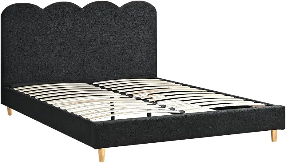 XMSJ Upholstered Platform Bed King Black - Fabric Headboard Base - Deal Done